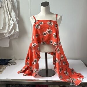Floral Orange Sleeveless Top